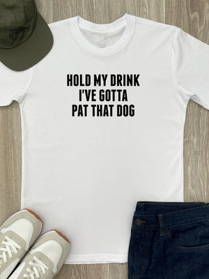 Hold My Drink I've Gotta Pat That Dog Essential Unisex Tee