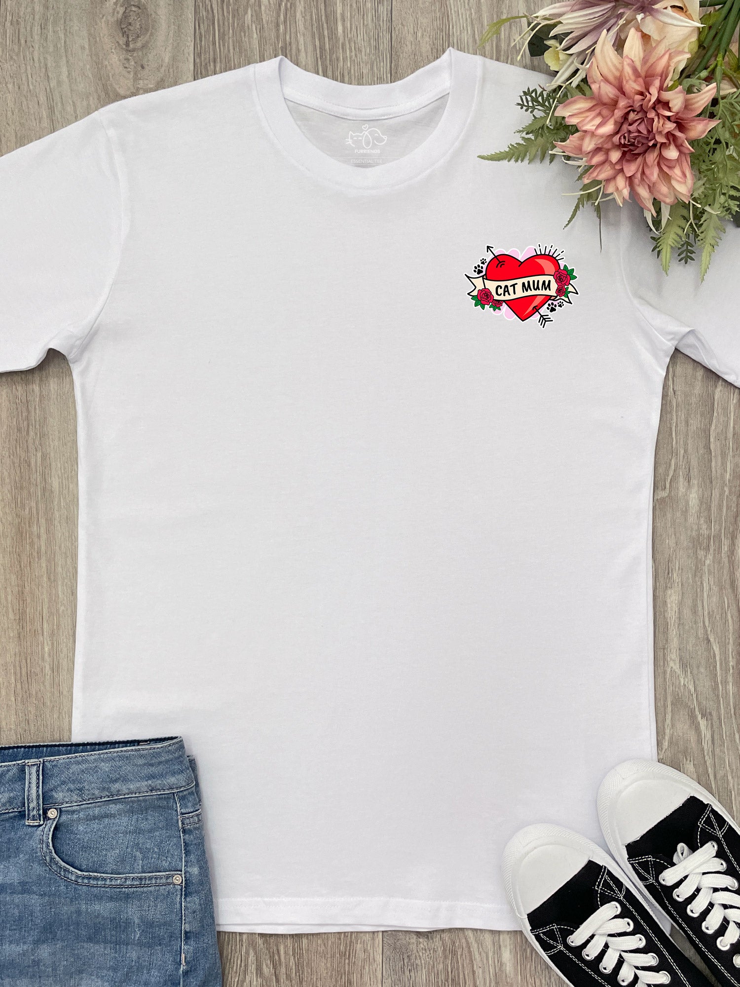 Cat Mum Heart Tattoo Essential Unisex Tee