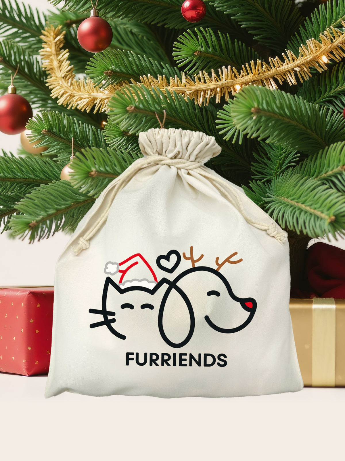 Furriends Signature Christmas Edition Drawstring Bag