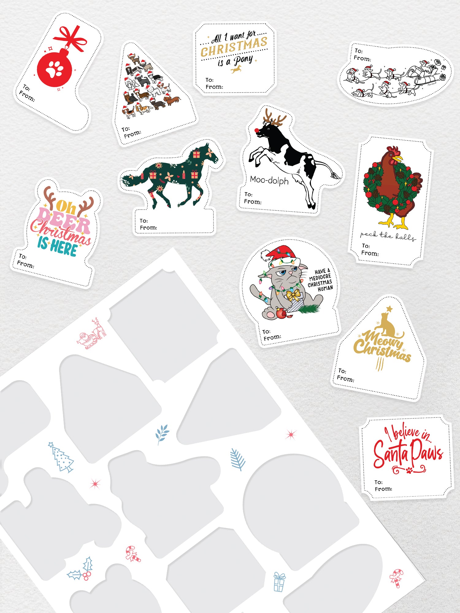 Furriends Christmas Gift Tags Sticker Sheet