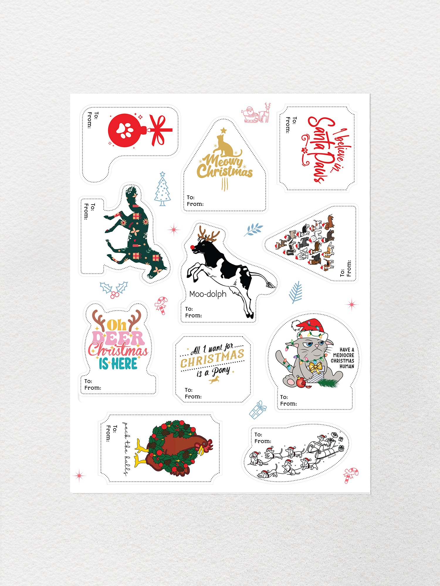 Furriends Christmas Gift Tags Sticker Sheet