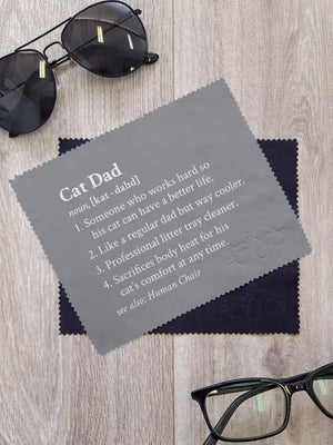 Cat Dad Definition Microfibre Suede Glasses Cleaning Cloths (Twinpack)