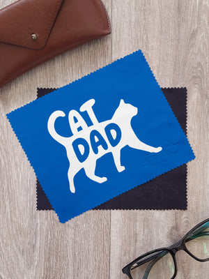 Cat Dad Silhouette Microfibre Suede Glasses Cleaning Cloths (Twinpack)