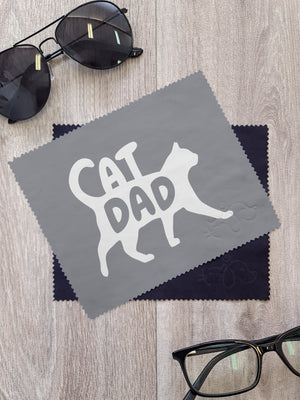 Cat Dad Silhouette Microfibre Suede Glasses Cleaning Cloths (Twinpack)