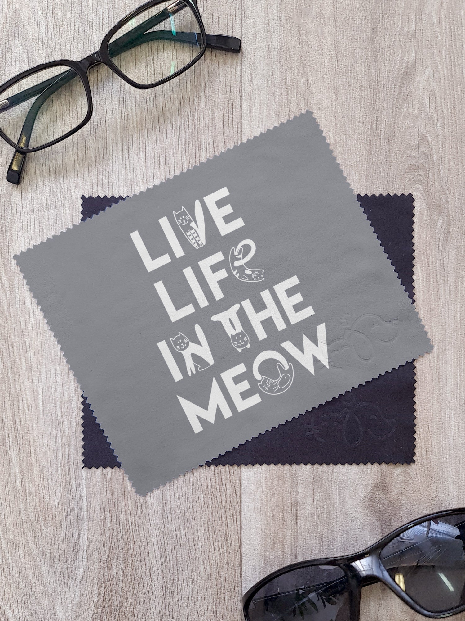 Live Life In The Meow Microfibre Suede Glasses Cleaning Cloths (Twinpack)