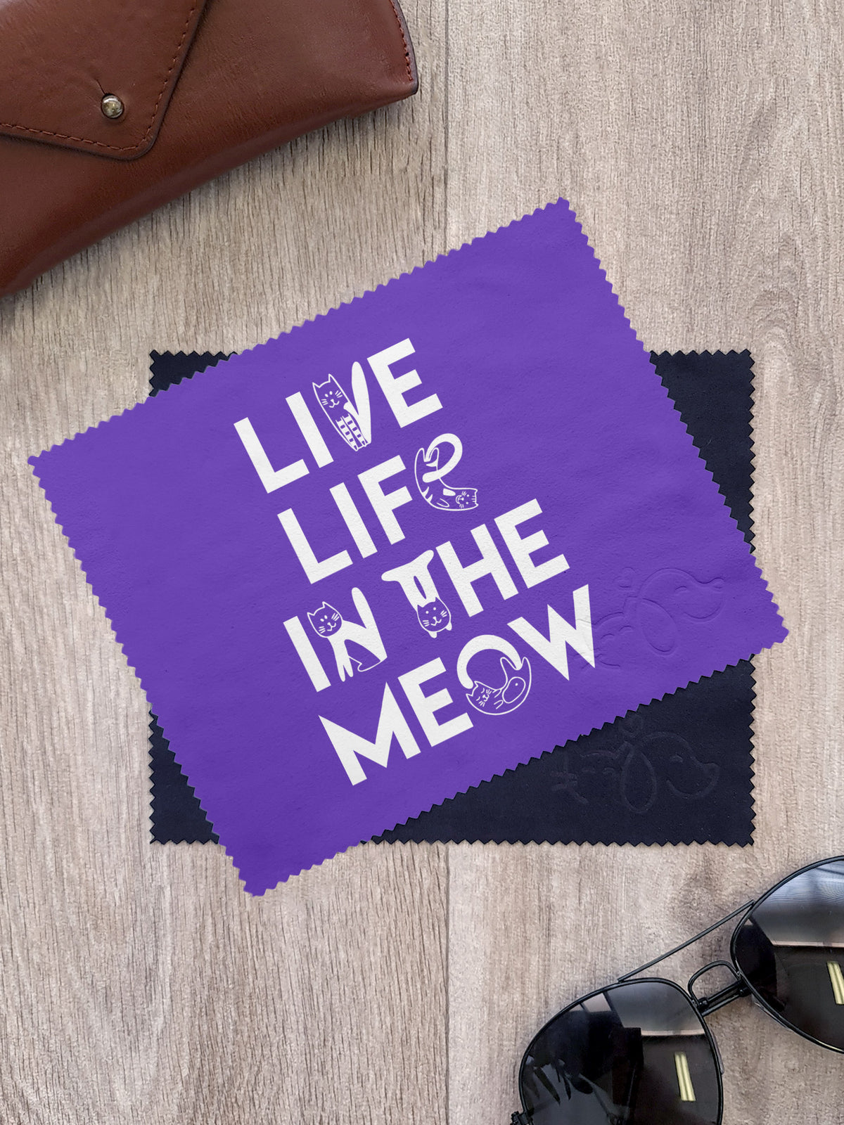 Live Life In The Meow Microfibre Suede Glasses Cleaning Cloths (Twinpack)