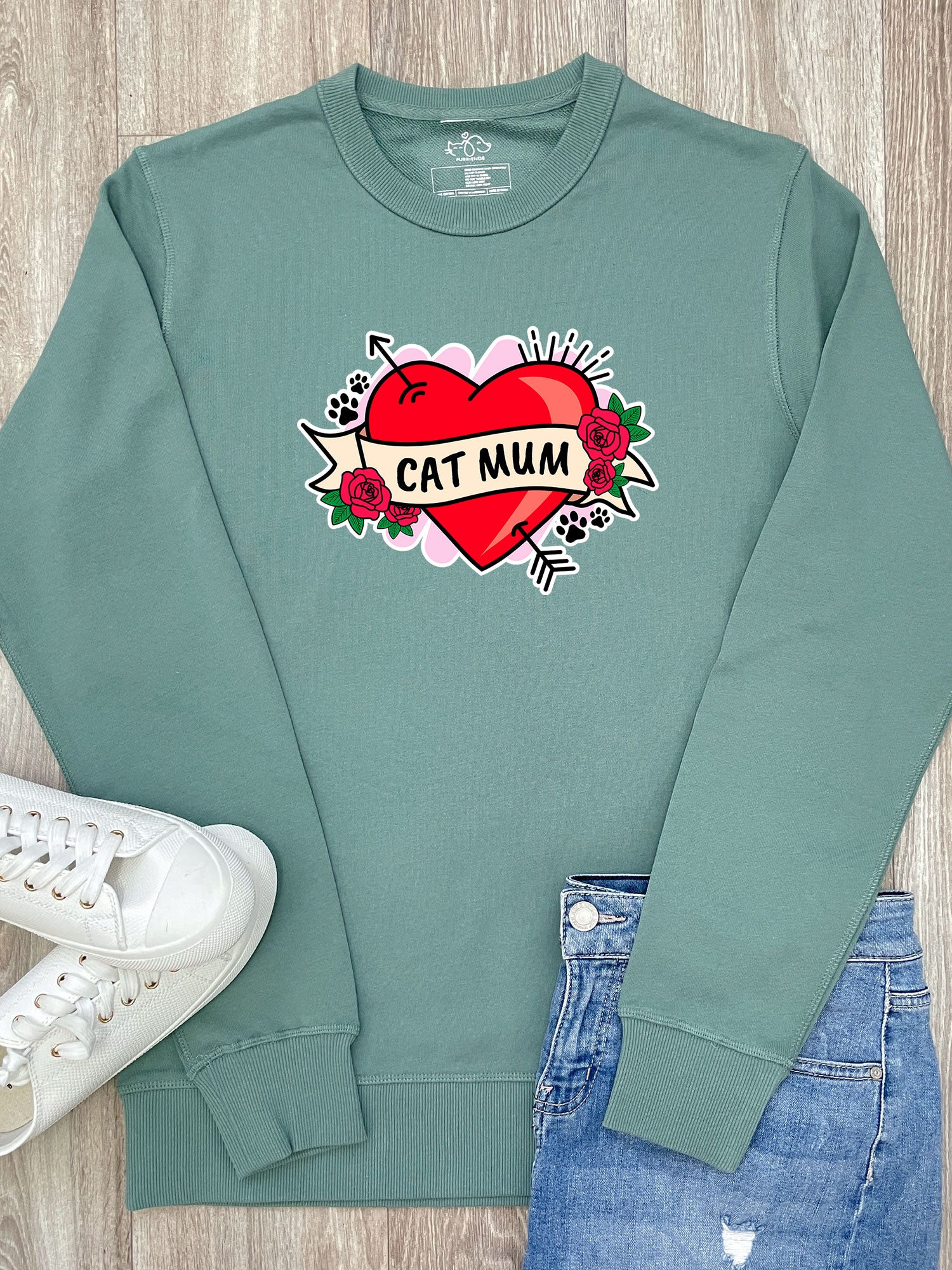 Cat Mum Heart Tattoo Classic Jumper