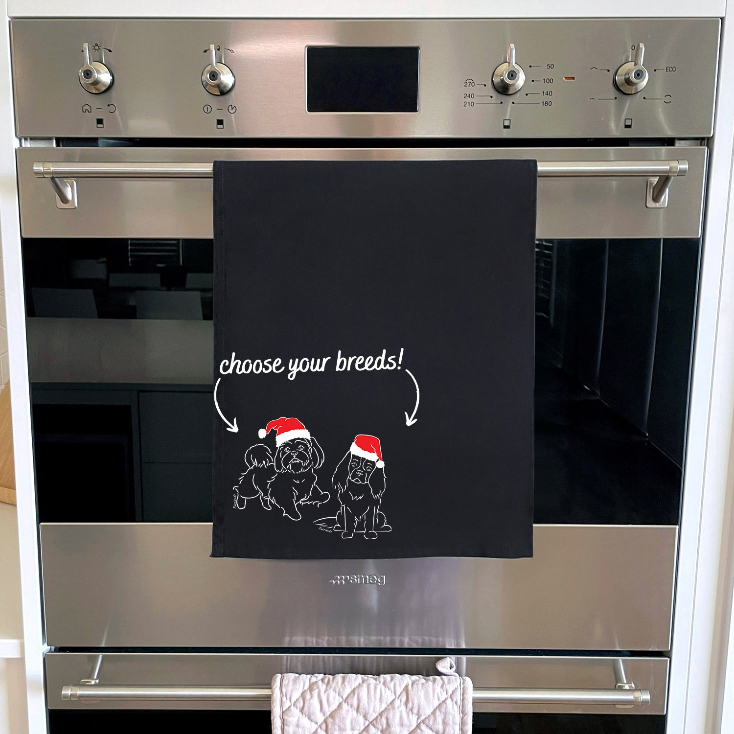 Christmas Edition Dual Breed Customisable Tea Towel