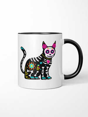 Sugar Skull Cat Ceramic Mug