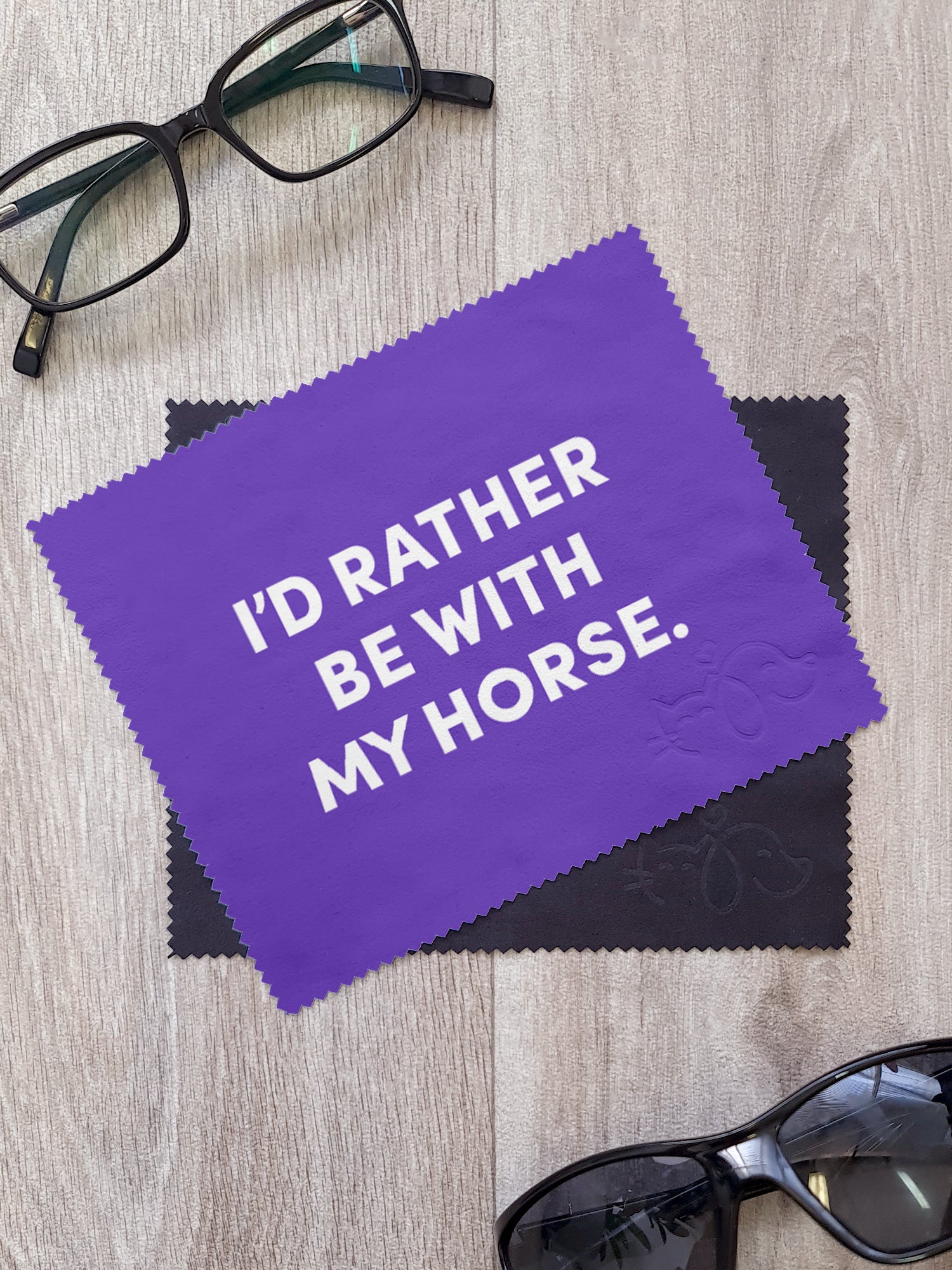 I'd Rather Be With My Horse. Microfibre Suede Glasses Cleaning Cloths (Twinpack)