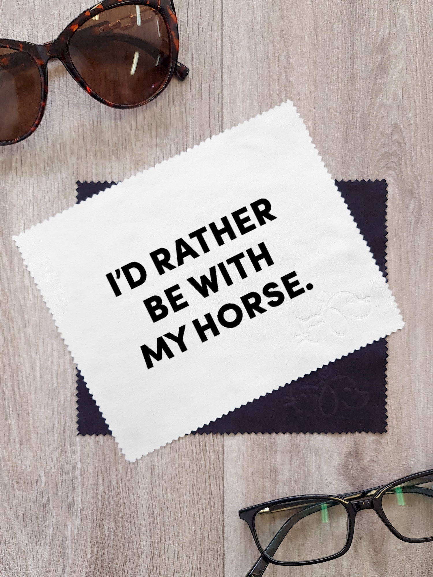 I'd Rather Be With My Horse. Microfibre Suede Glasses Cleaning Cloths (Twinpack)