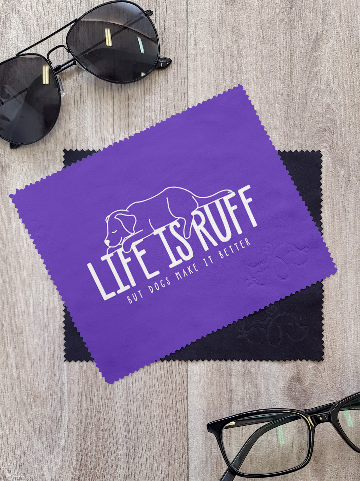 Life Is Ruff Microfibre Suede Glasses Cleaning Cloths (Twinpack)