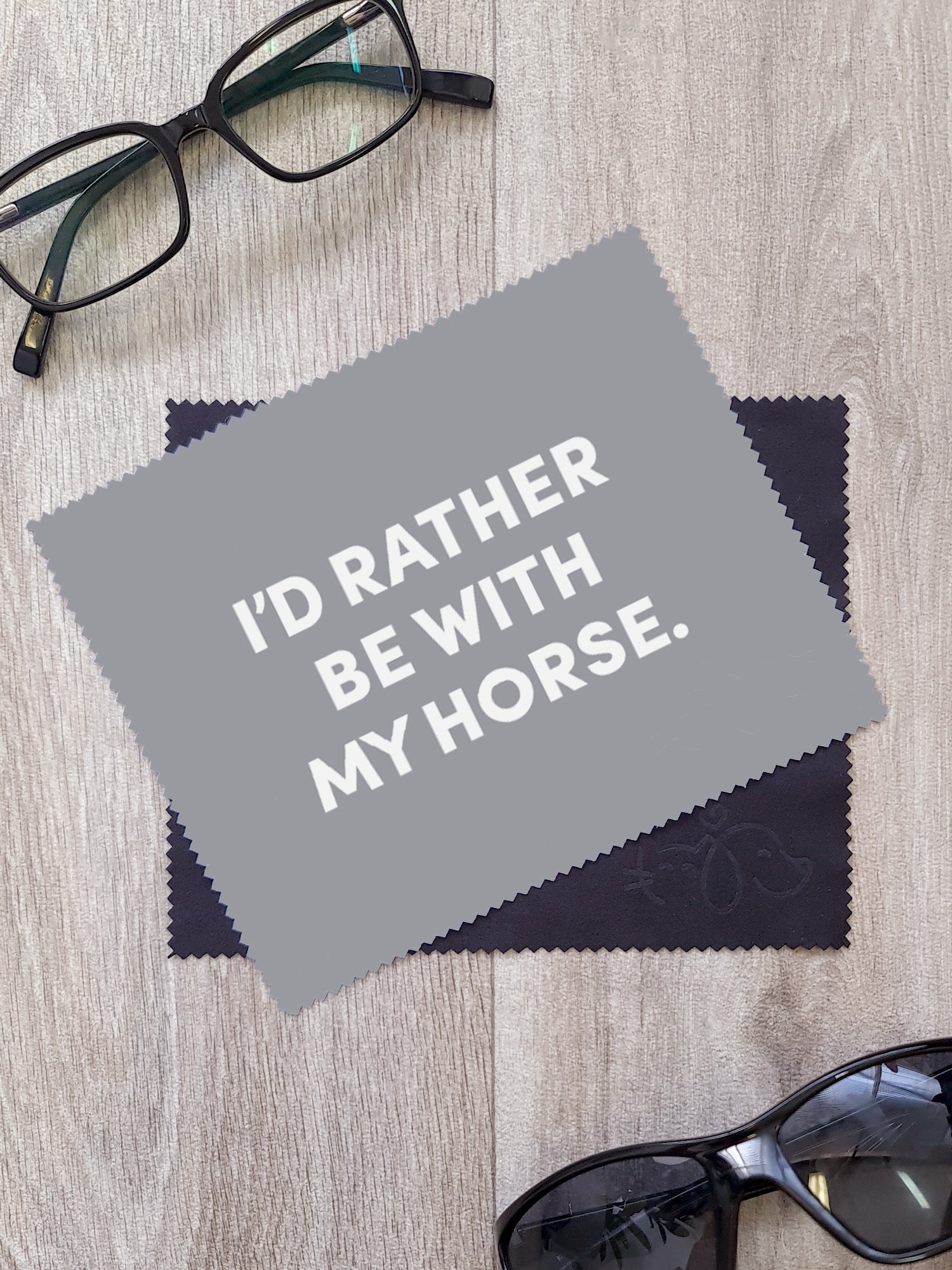 I'd Rather Be With My Horse. Microfibre Suede Glasses Cleaning Cloths (Twinpack)