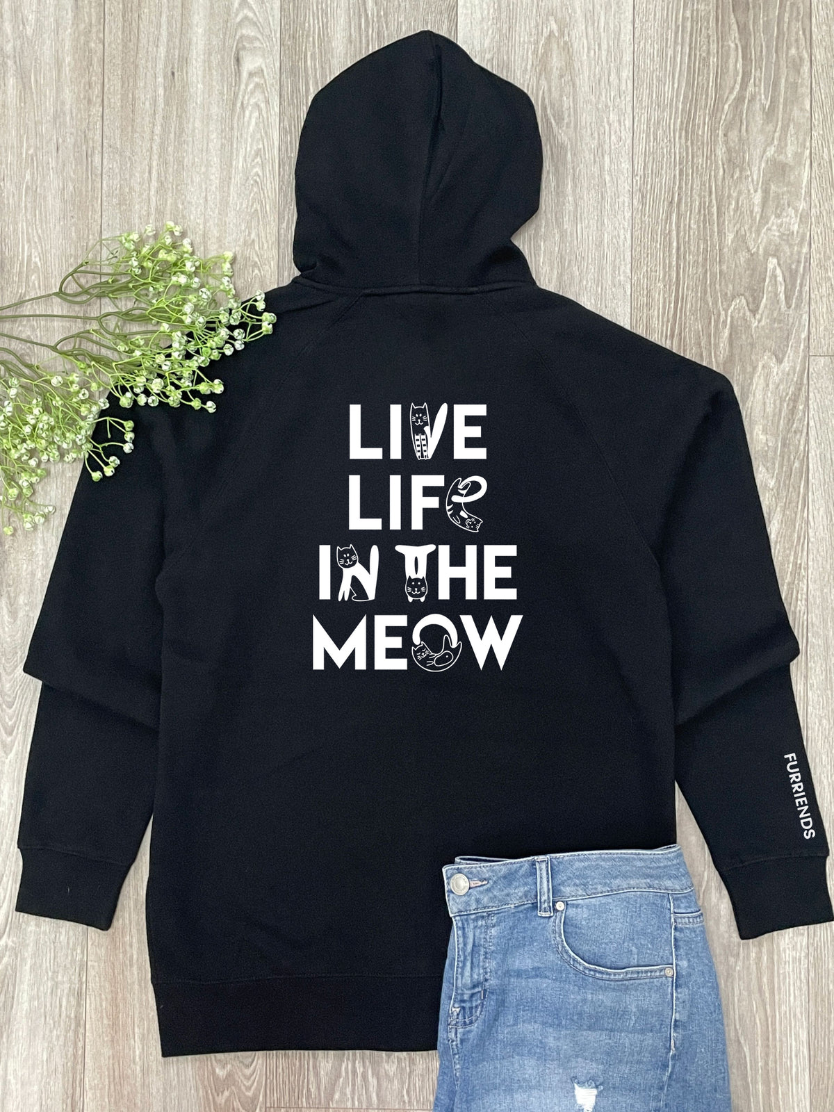 Live Life In The Meow Zip Front Hoodie