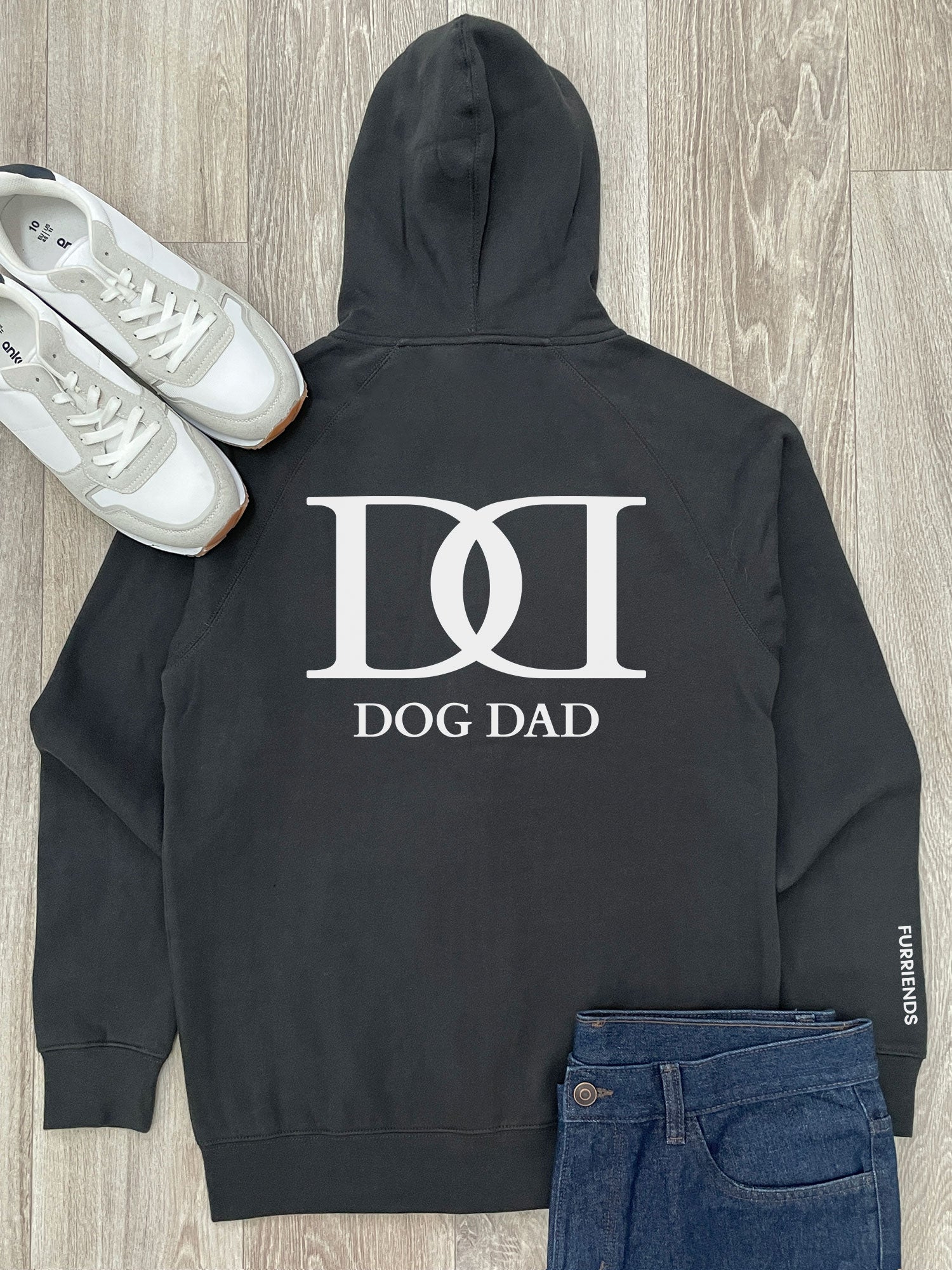 Dog Dad Monogram Zip Front Hoodie