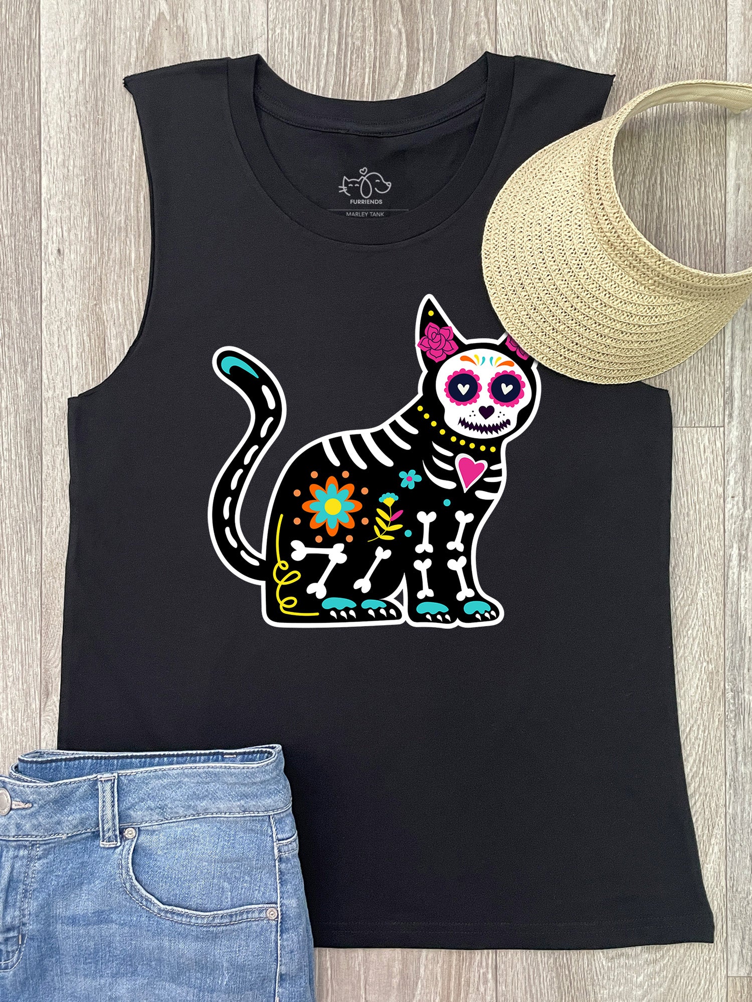 Sugar Skull Cat Marley Tank