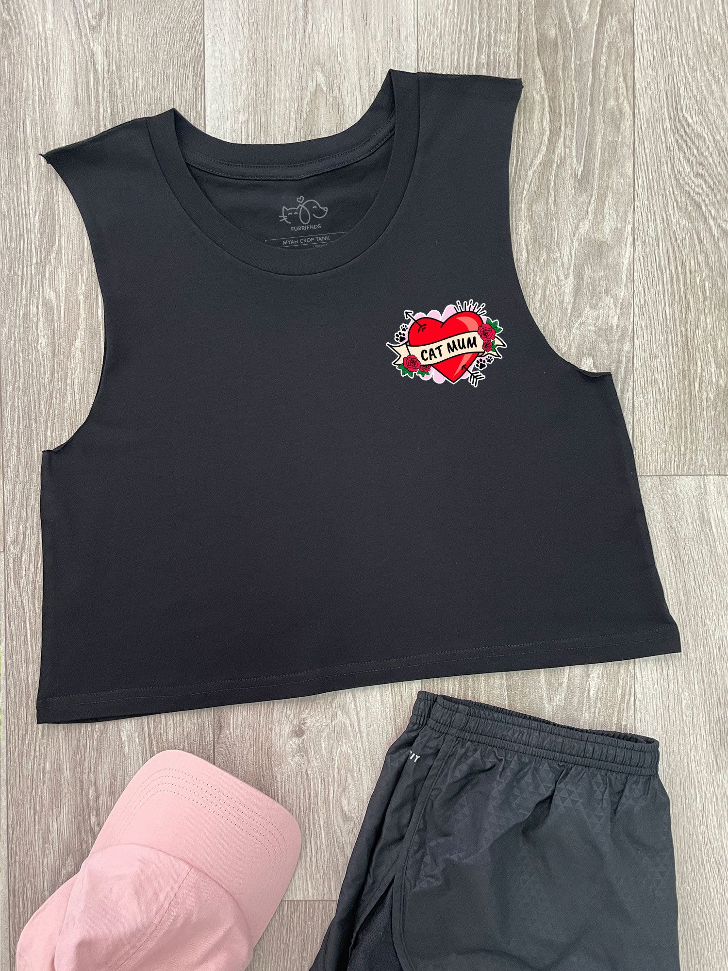 Cat Mum Heart Tattoo Myah Crop Tank