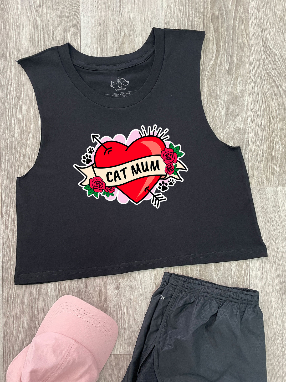 Cat Mum Heart Tattoo Myah Crop Tank