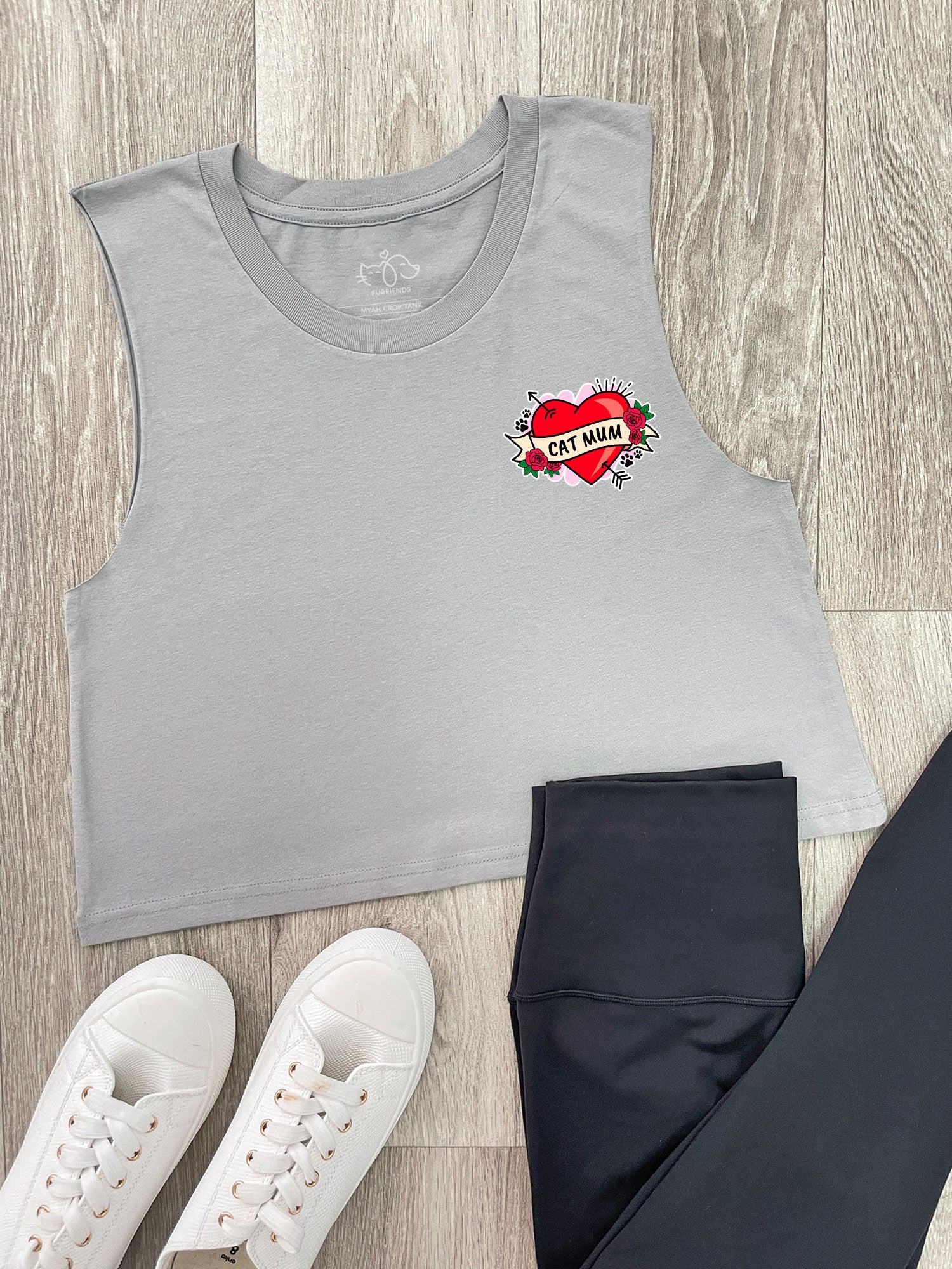 Cat Mum Heart Tattoo Myah Crop Tank