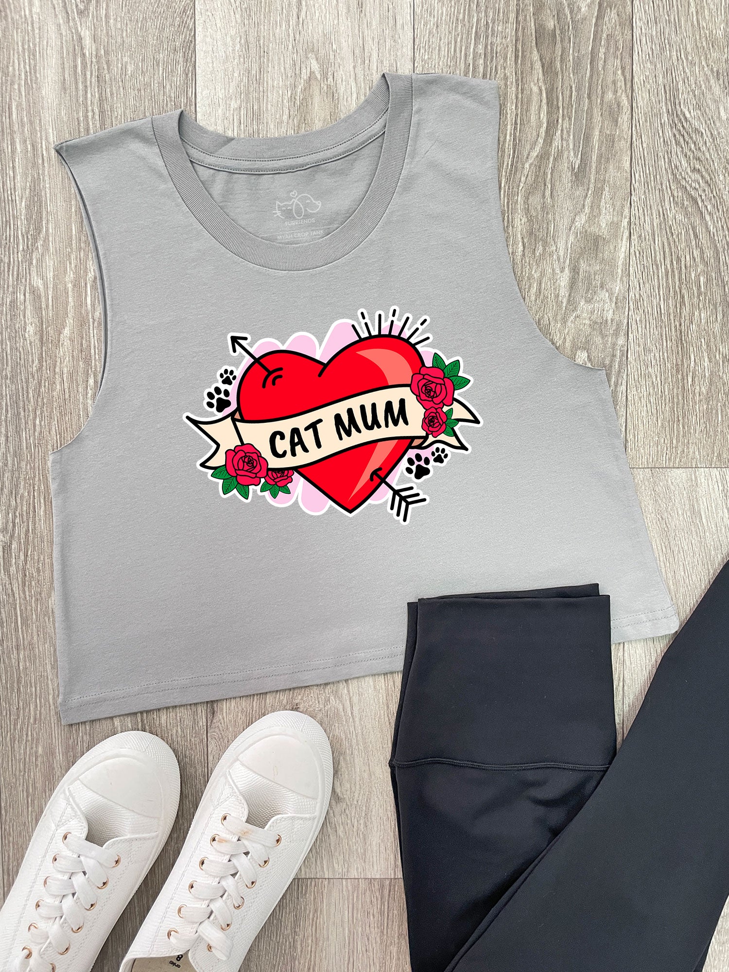 Cat Mum Heart Tattoo Myah Crop Tank