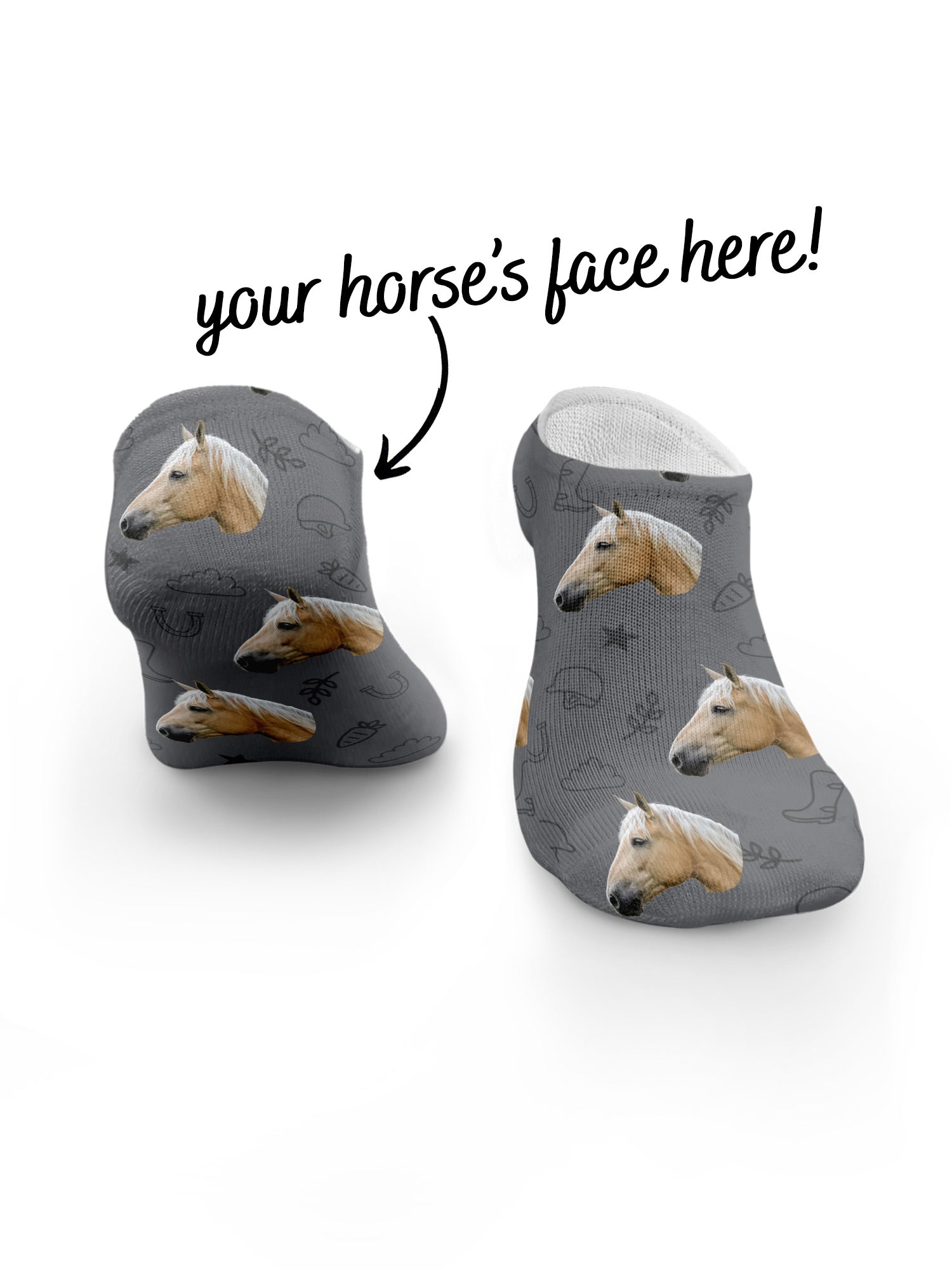 Custom Horse Face No-Show Socks