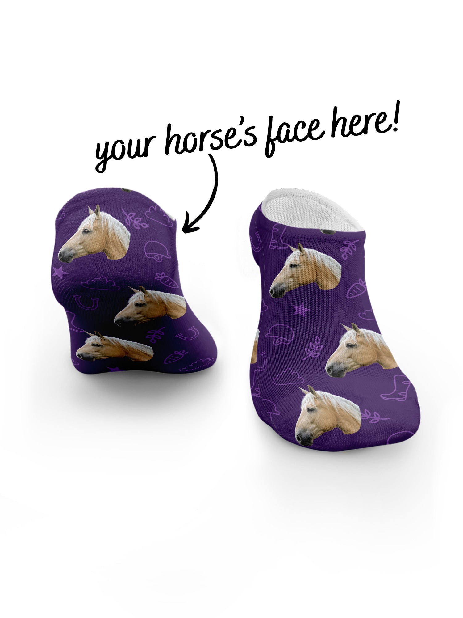 Custom Horse Face No-Show Socks