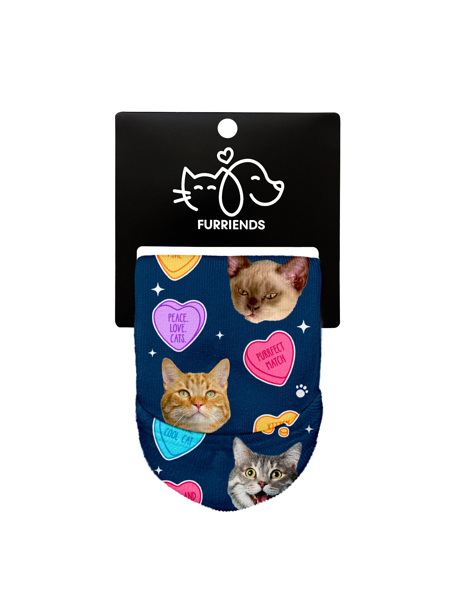 Custom Candy Hearts Pet Face No-Show Socks