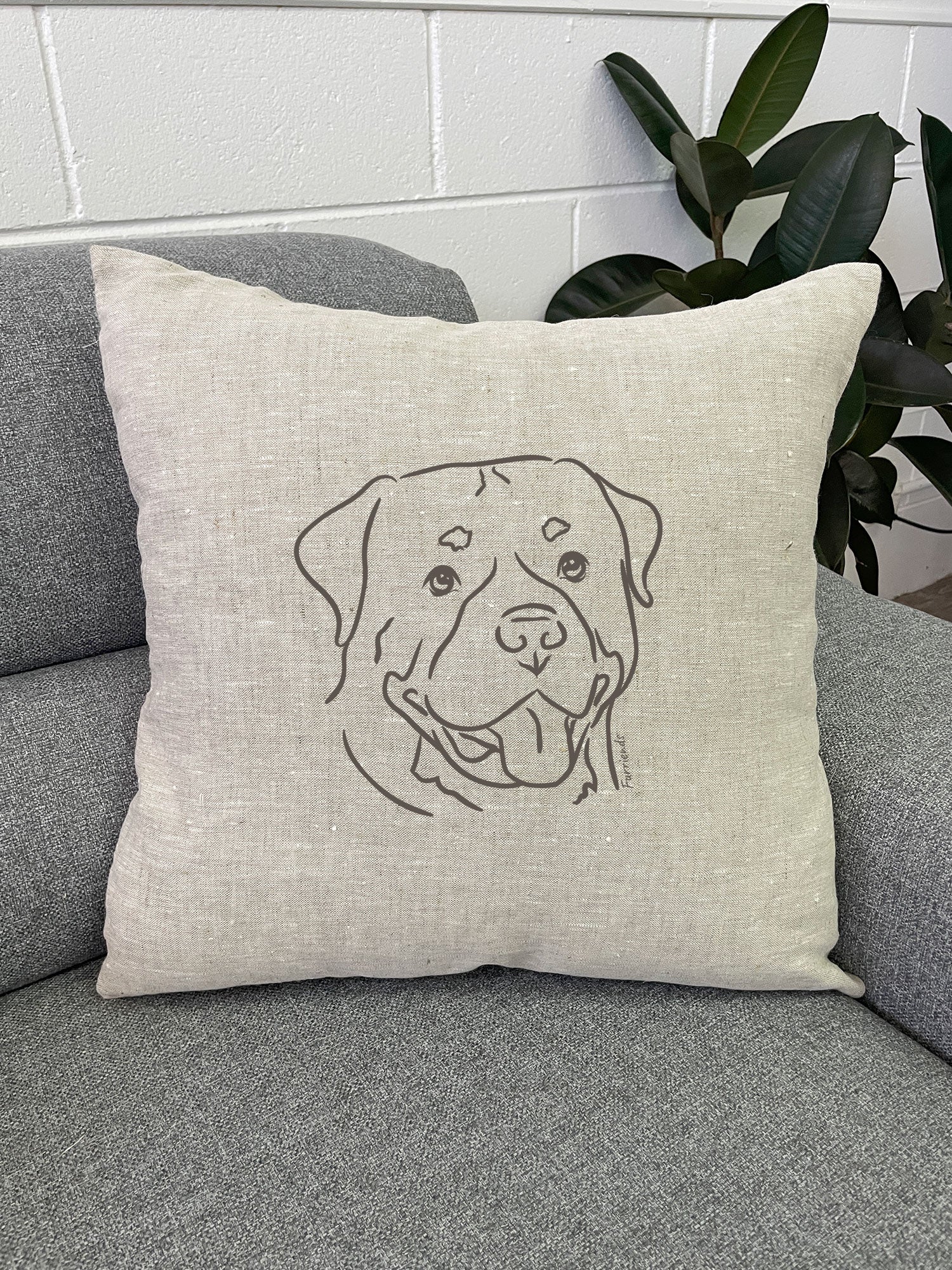 Rottweiler Linen Cushion Cover