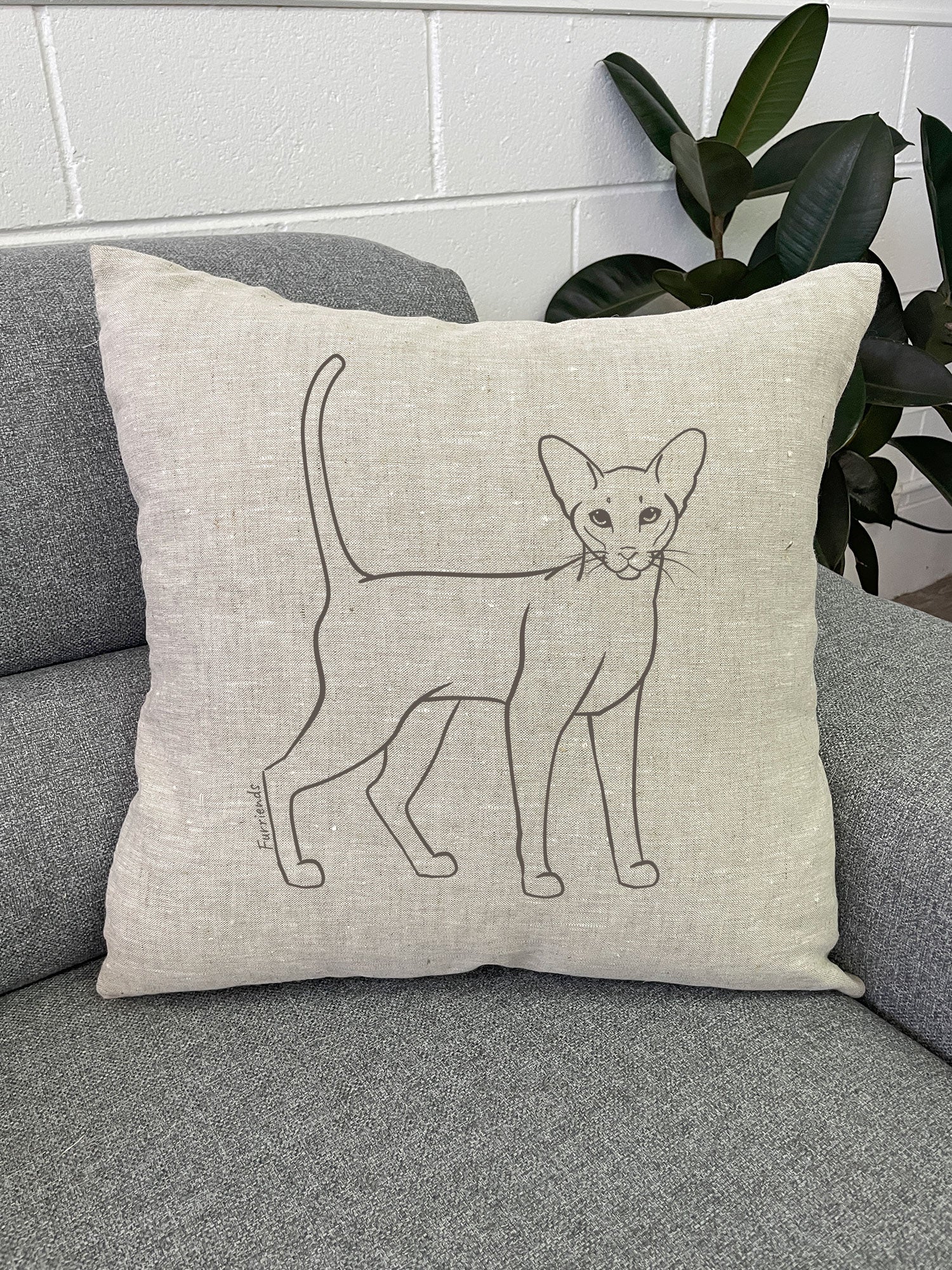 Siamese Linen Cushion Cover