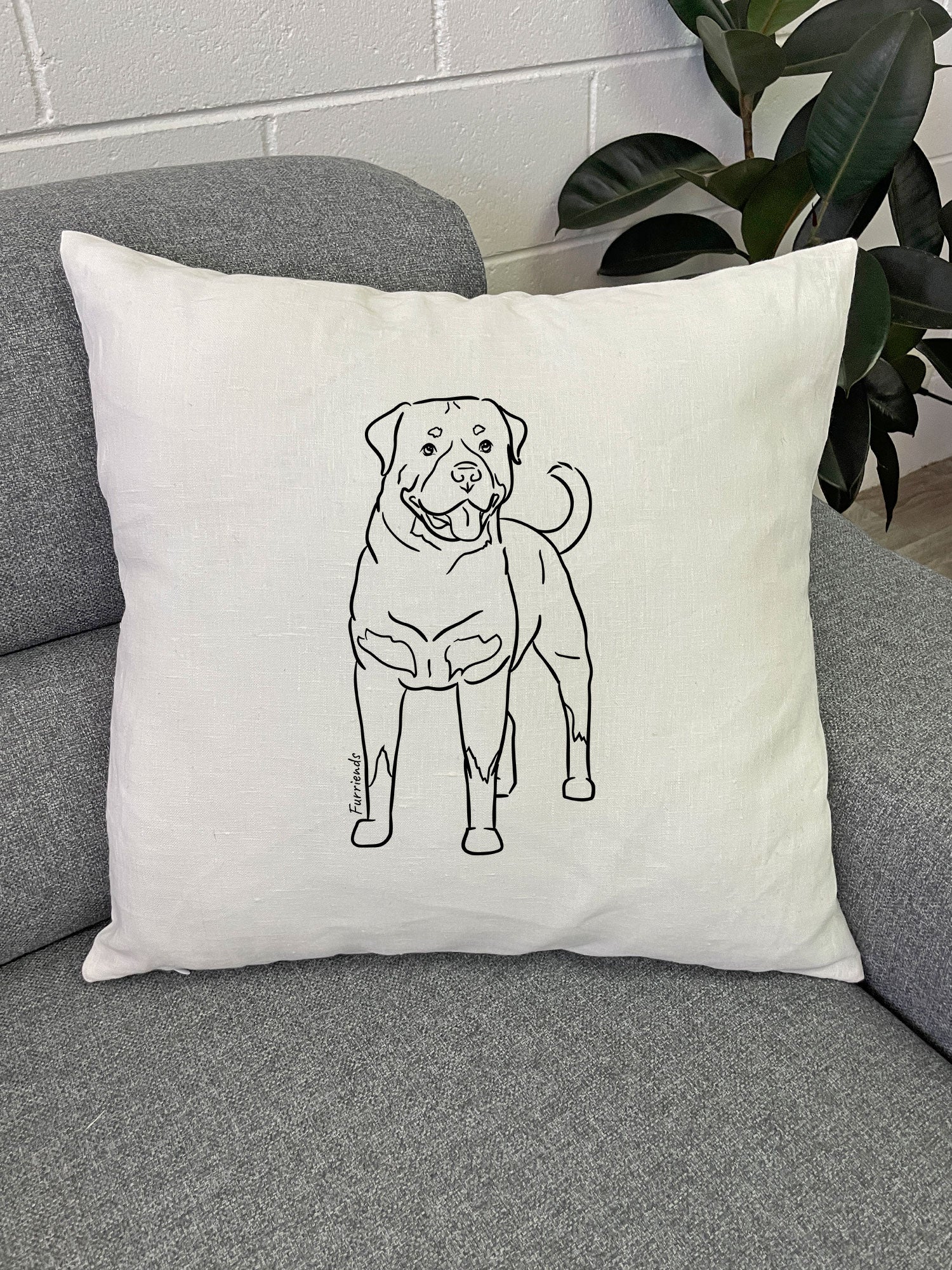 Rottweiler Linen Cushion Cover