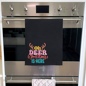 Oh Deer. Christmas Is Here Tea Towel