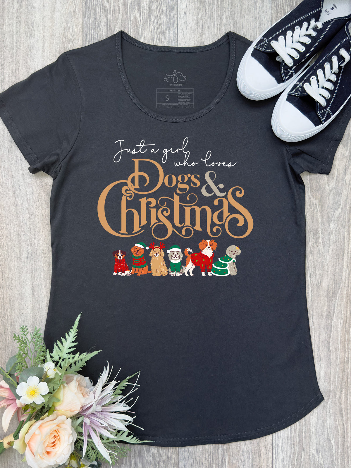 Just A Girl Who Loves Dogs &amp; Christmas Remi Women&#39;s Tee