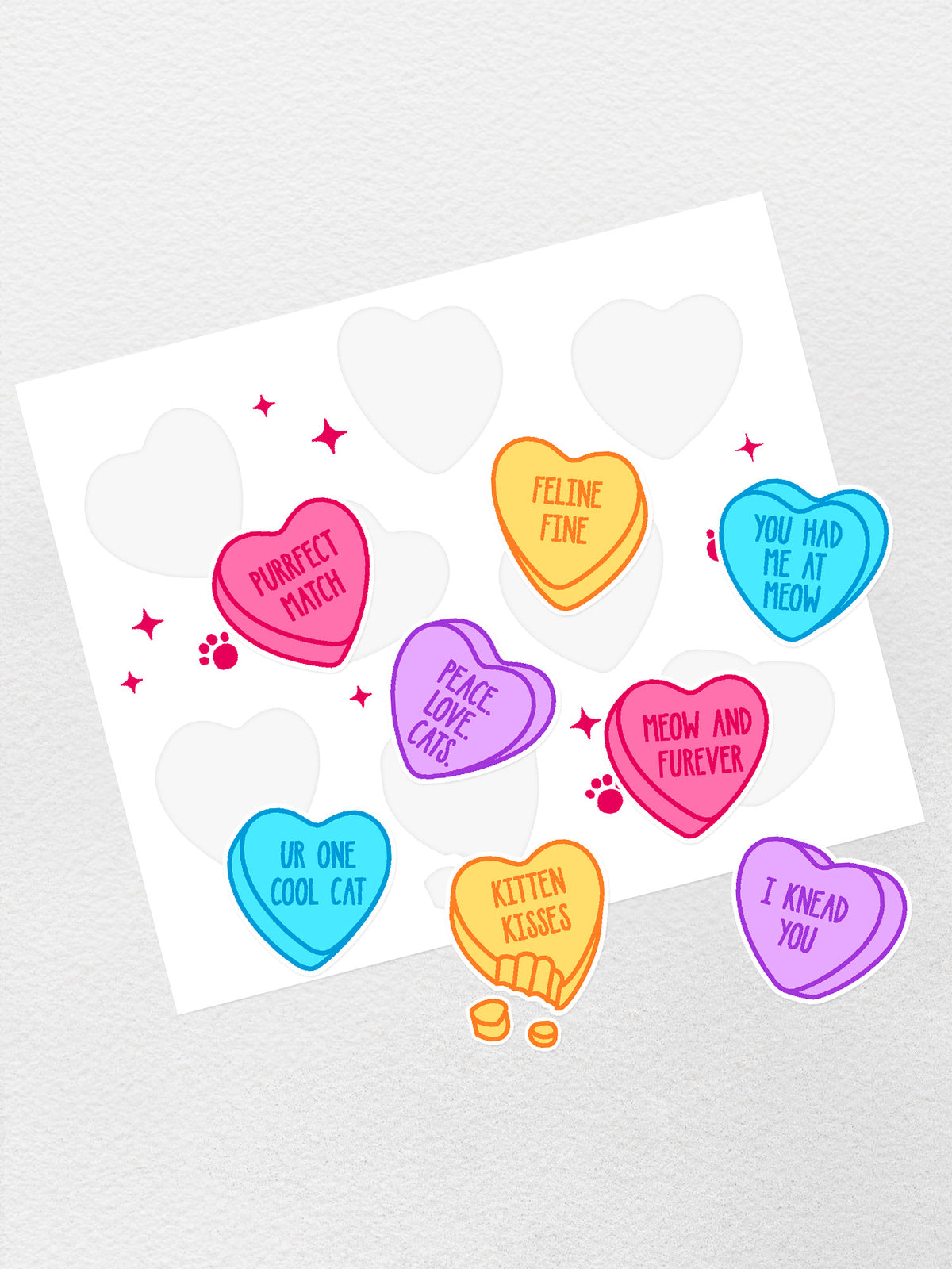 Candy Hearts - Cat Sticker