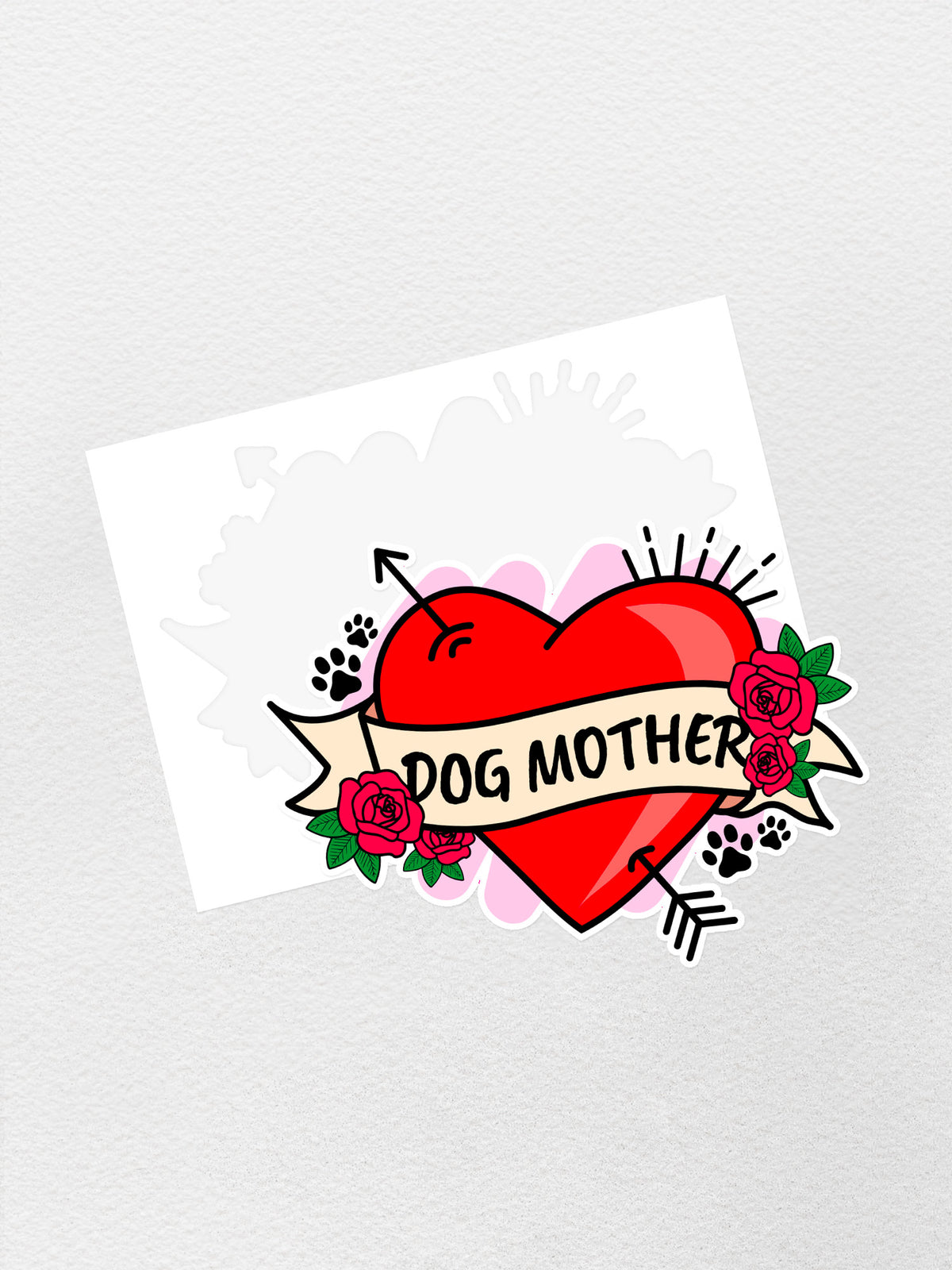 Dog Mother Heart Tattoo Sticker