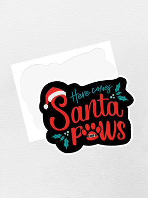 Here Comes Santa Paws Sticker