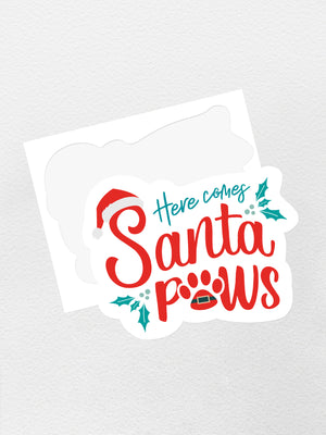 Here Comes Santa Paws Sticker