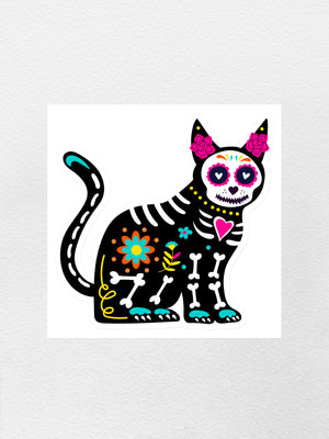 Sugar Skull Cat Sticker