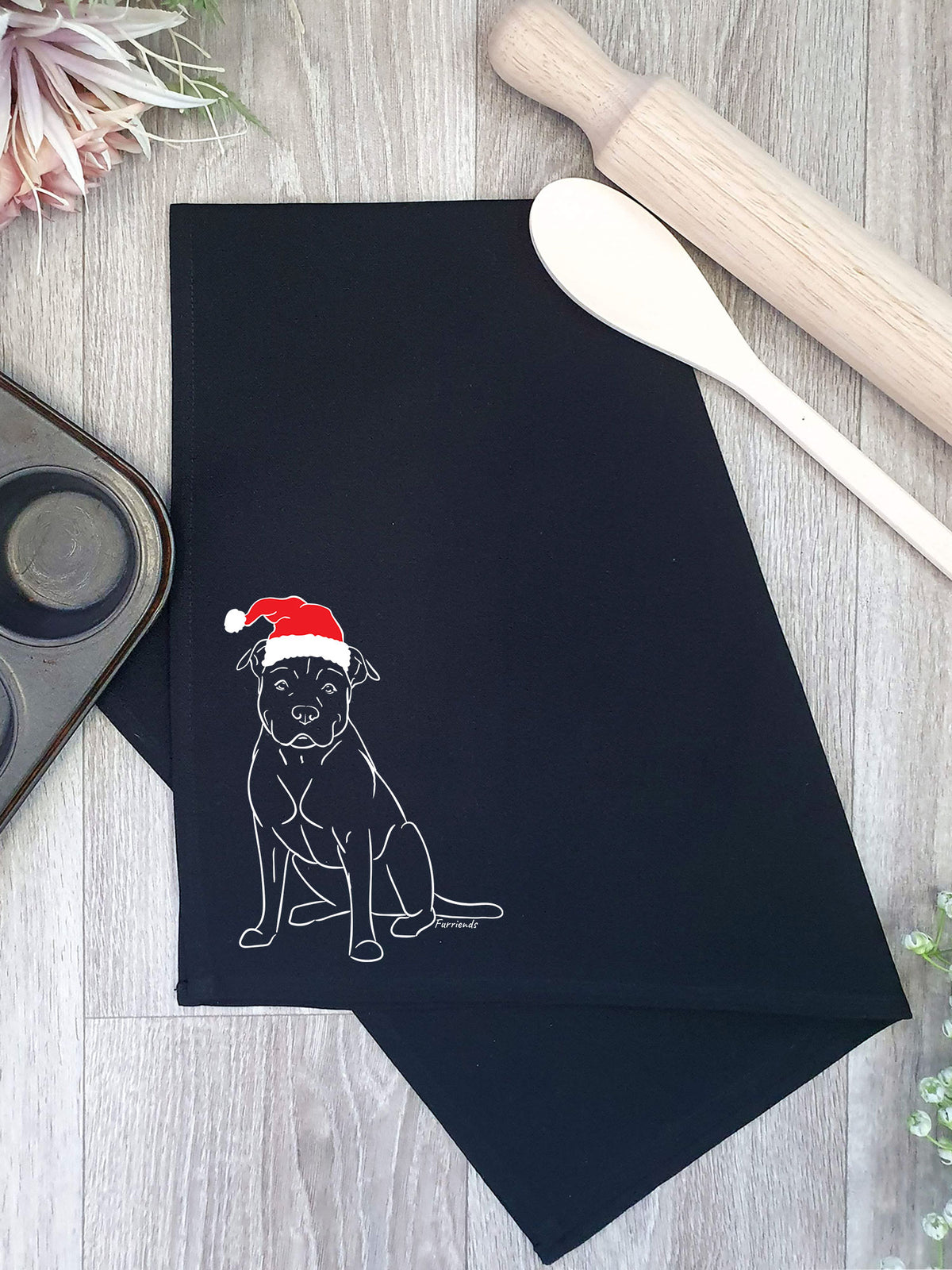 American Staffordshire Terrier Christmas Edition Tea Towel