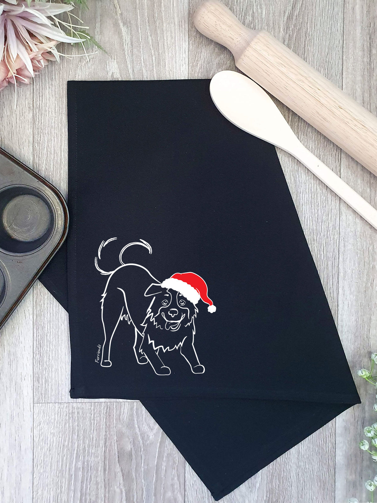 Border Collie Christmas Edition Tea Towel