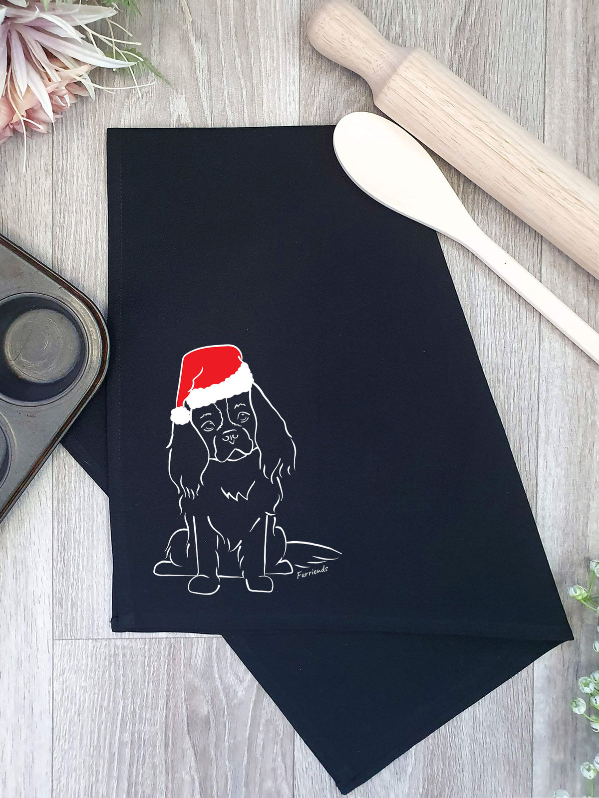 Cavalier King Charles Spaniel Christmas Edition Tea Towel