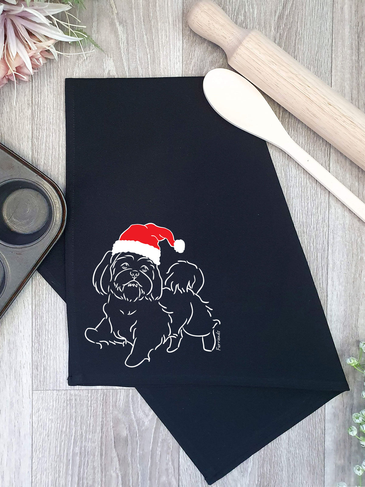 Shih Tzu Christmas Edition Tea Towel