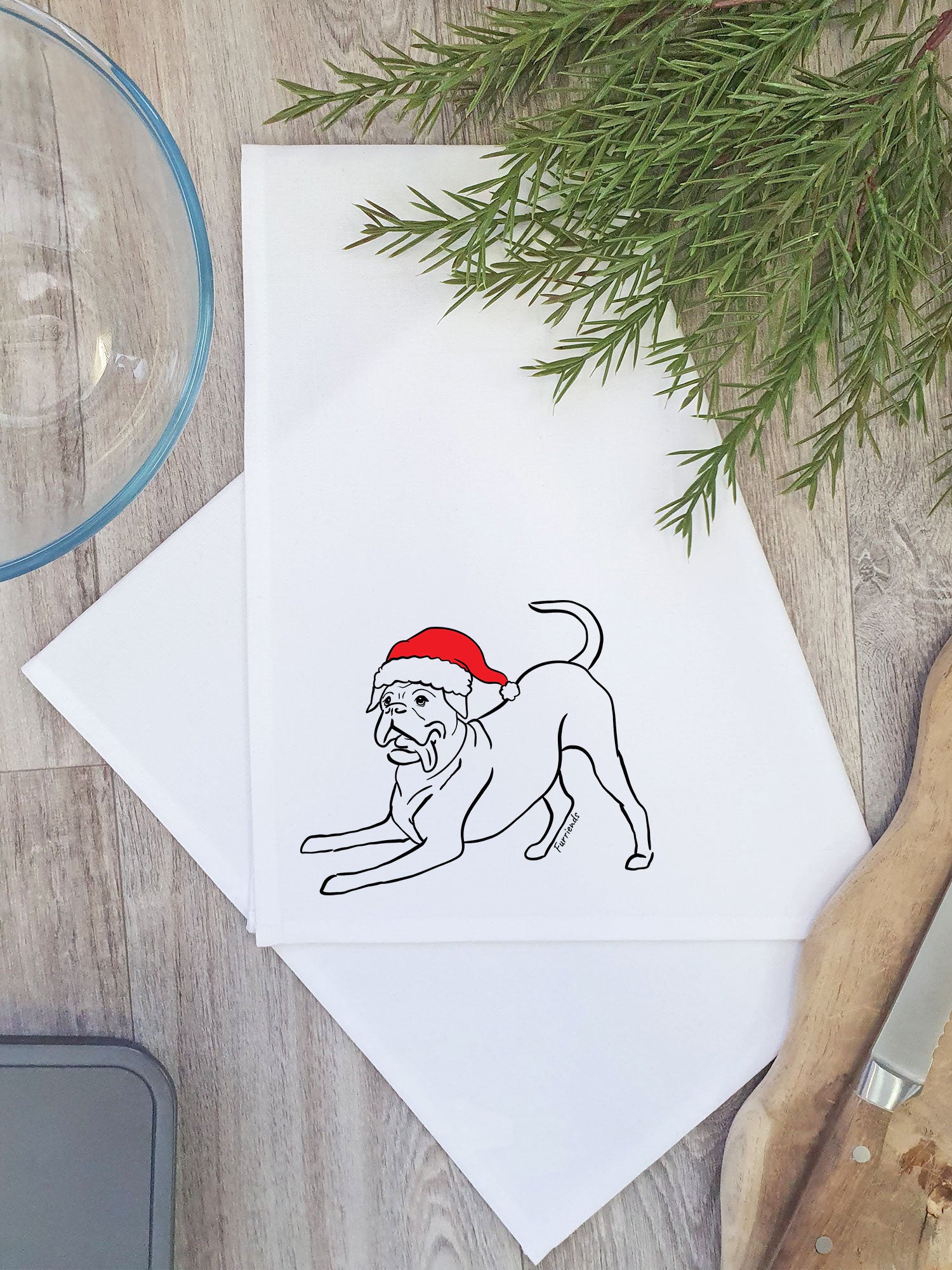 Boxer Christmas Edition Tea Towel