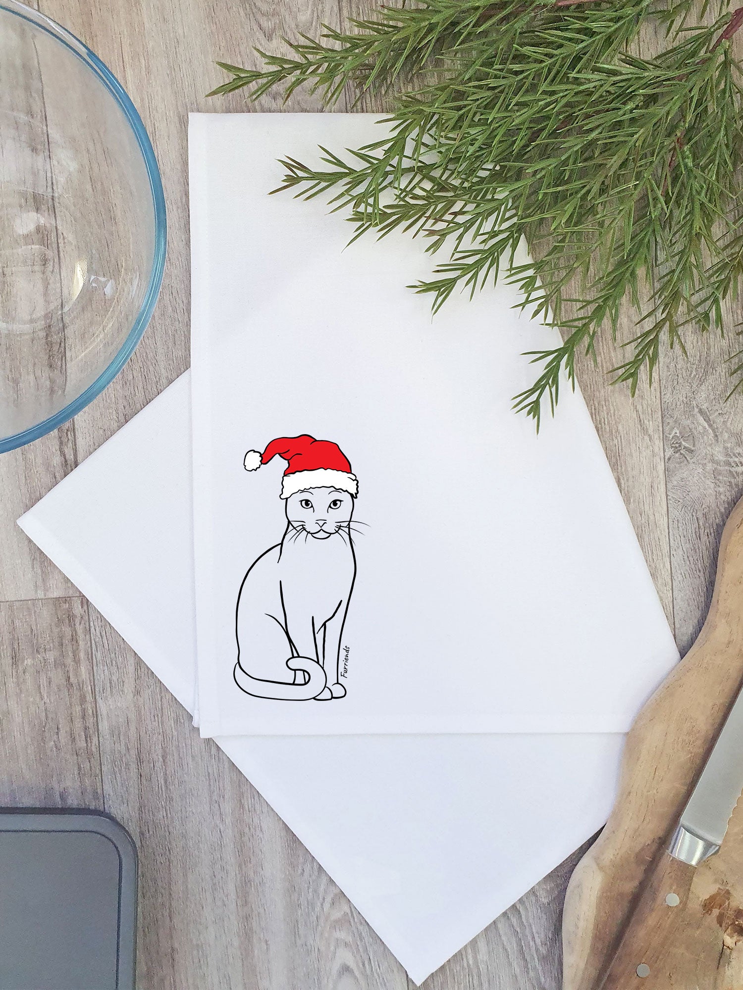 Russian Blue Christmas Edition Tea Towel