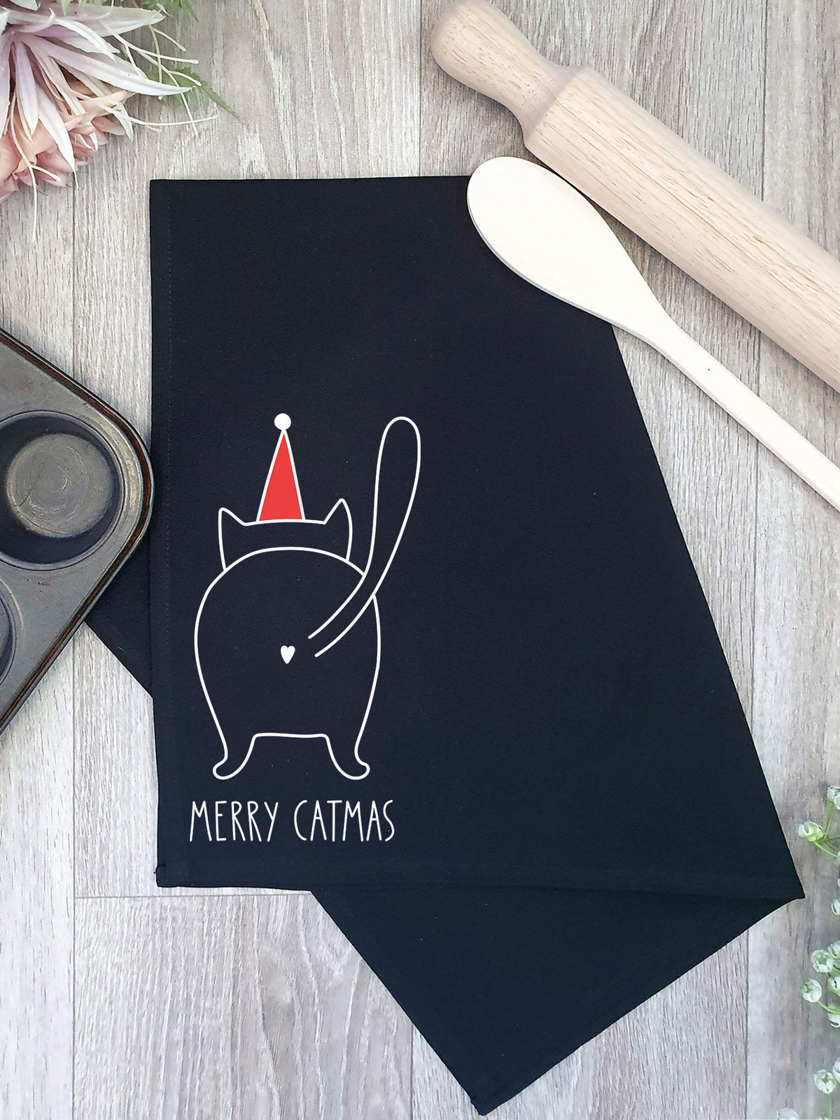 Catmas Greetings Tea Towel