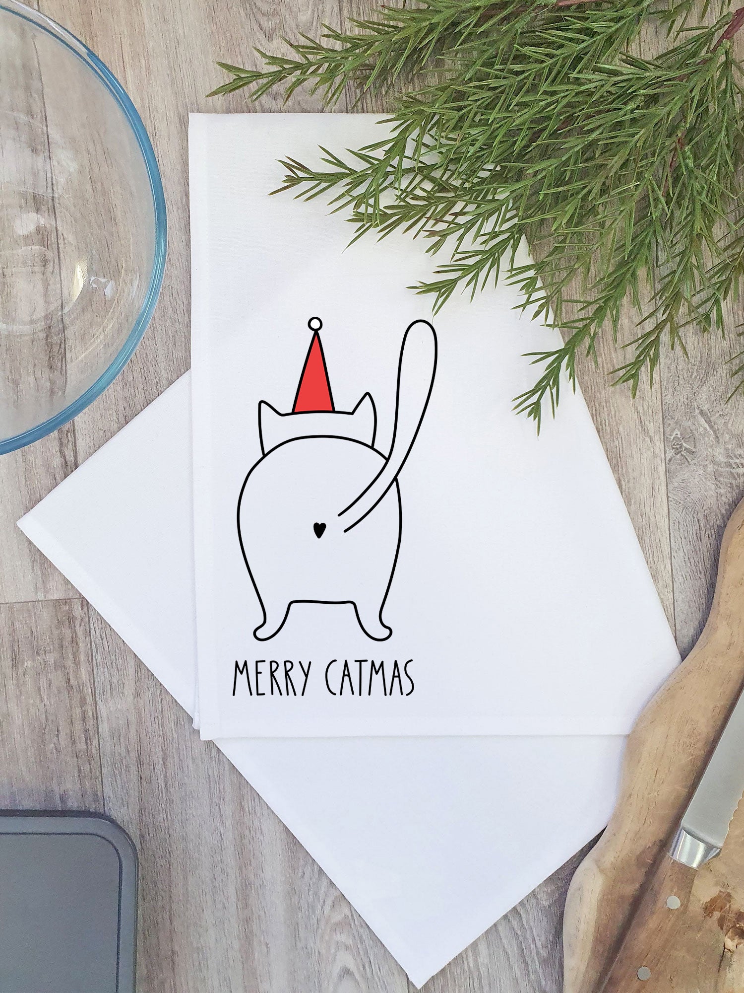 Catmas Greetings Tea Towel