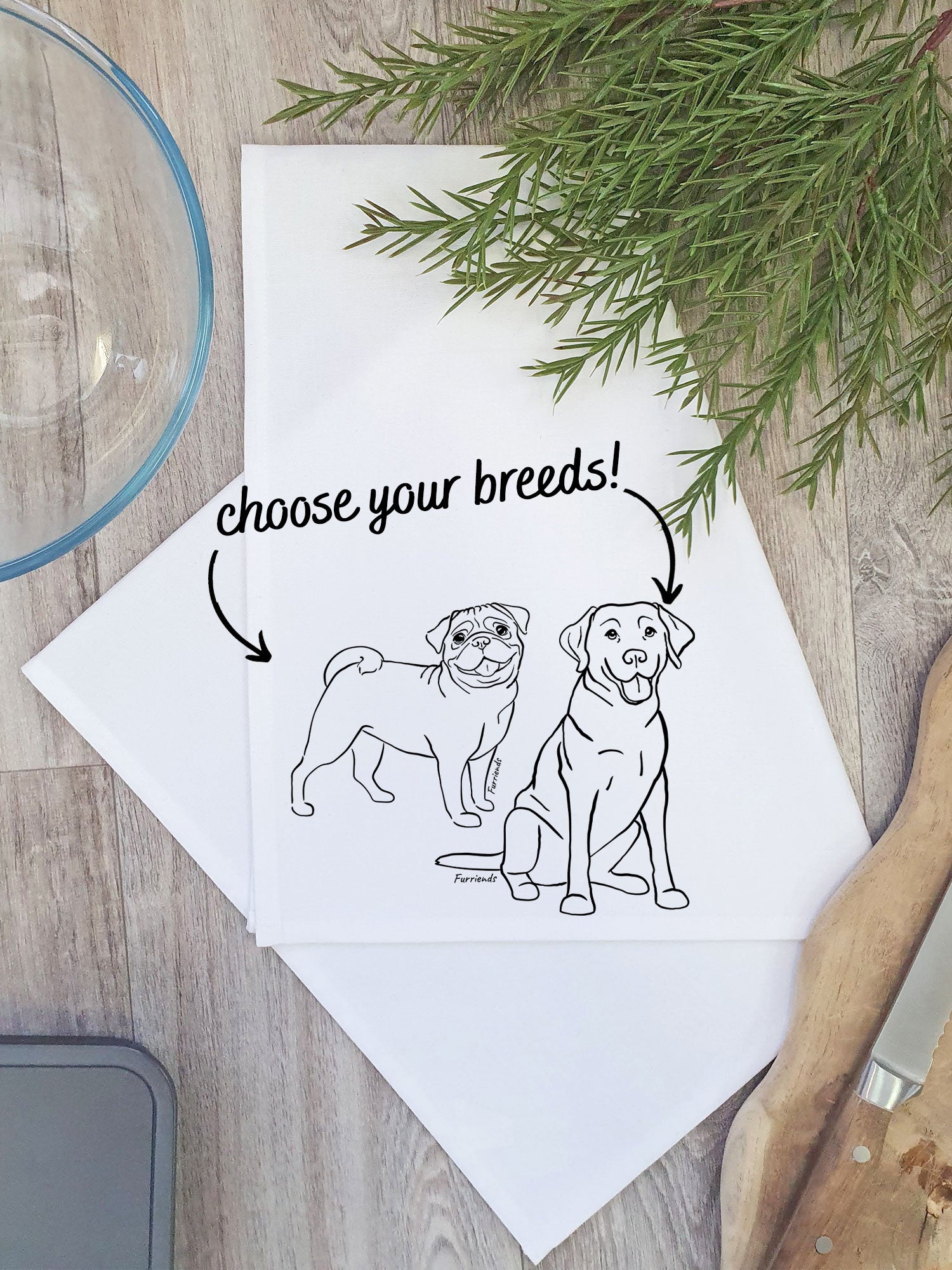 Dual Breed Customisable Tea Towel