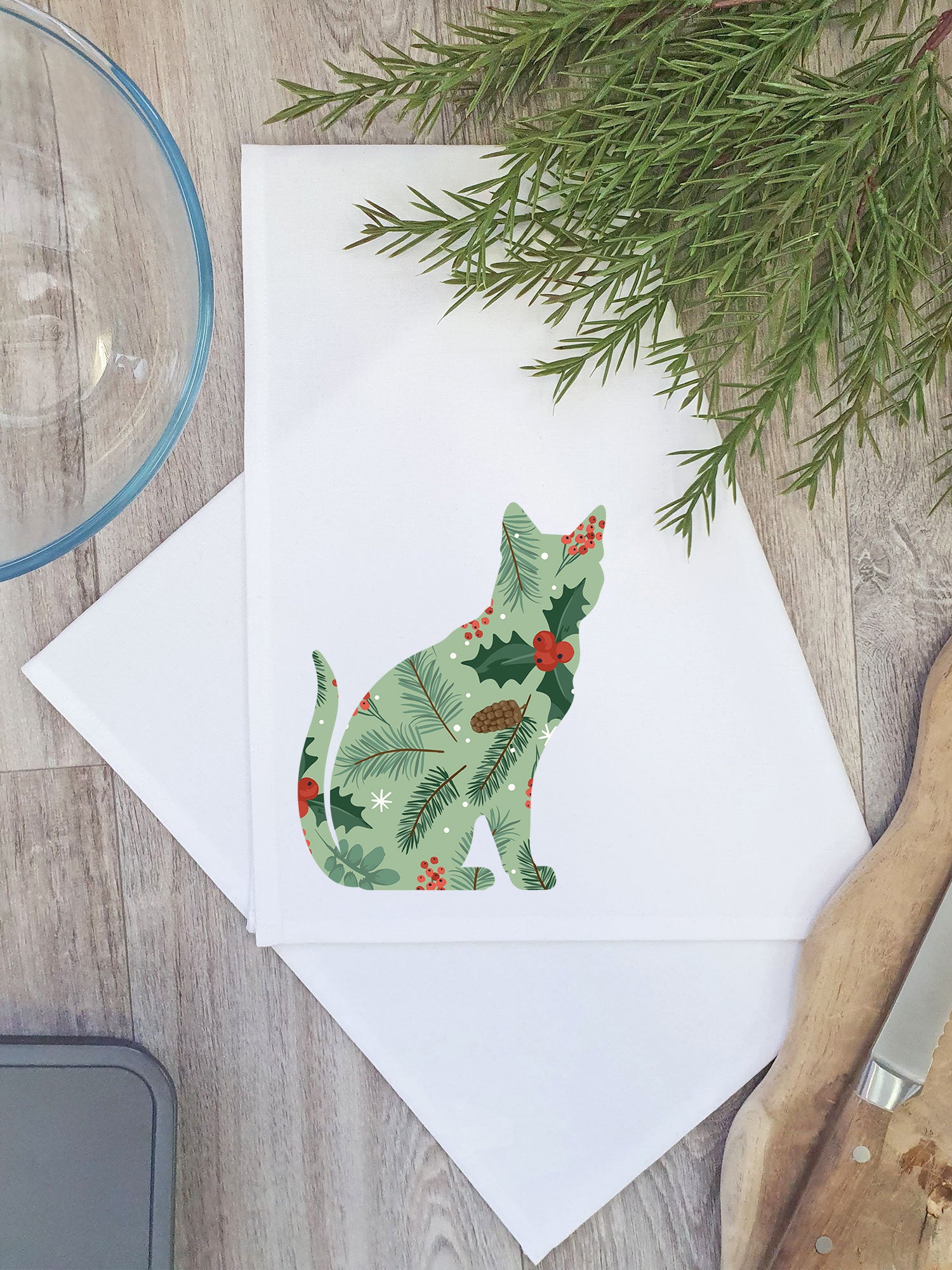 Feline Festive Tea Towel