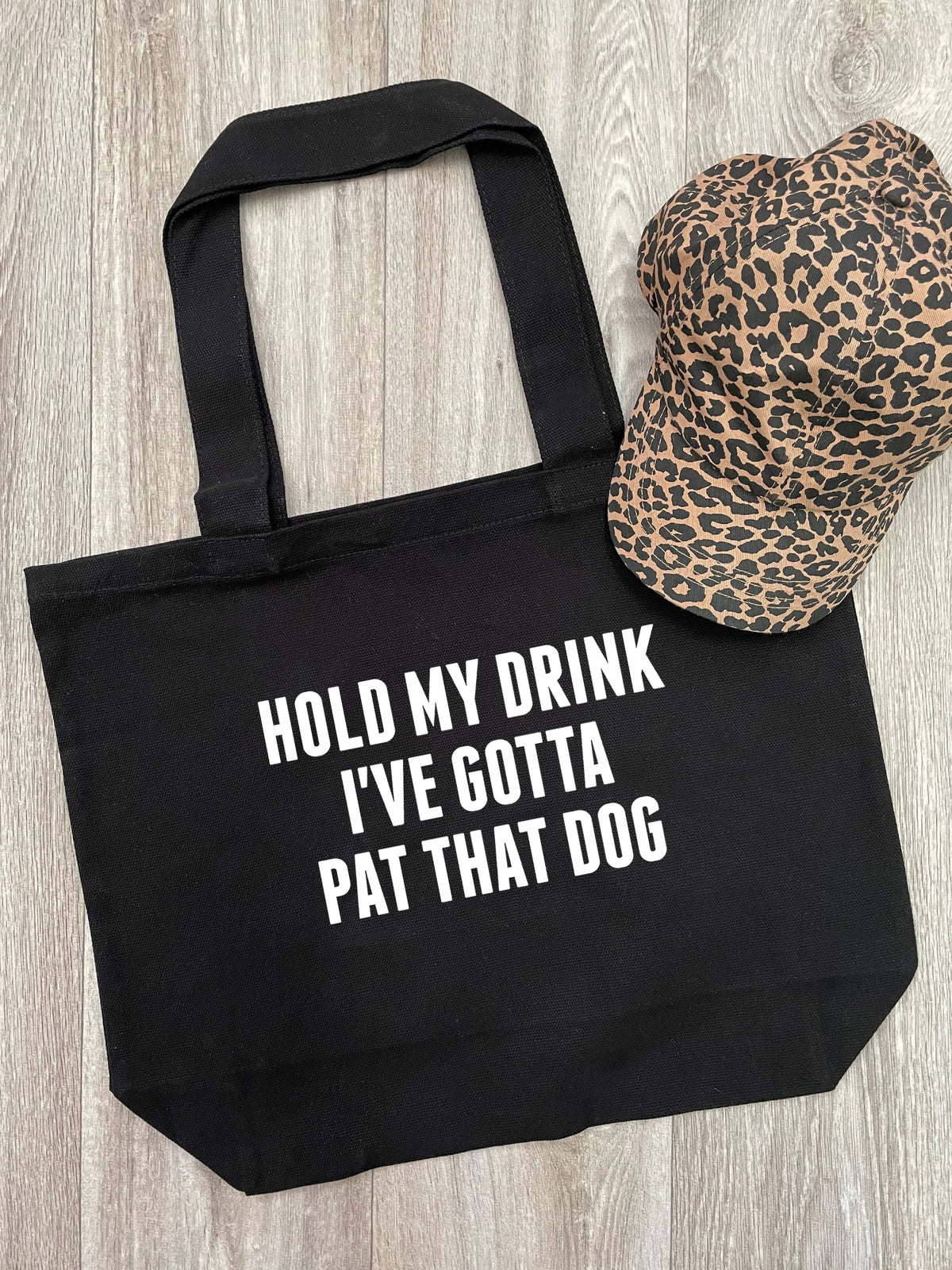 Hold My Drink I&#39;ve Gotta Pat That Dog Cotton Canvas Shoulder Tote Bag