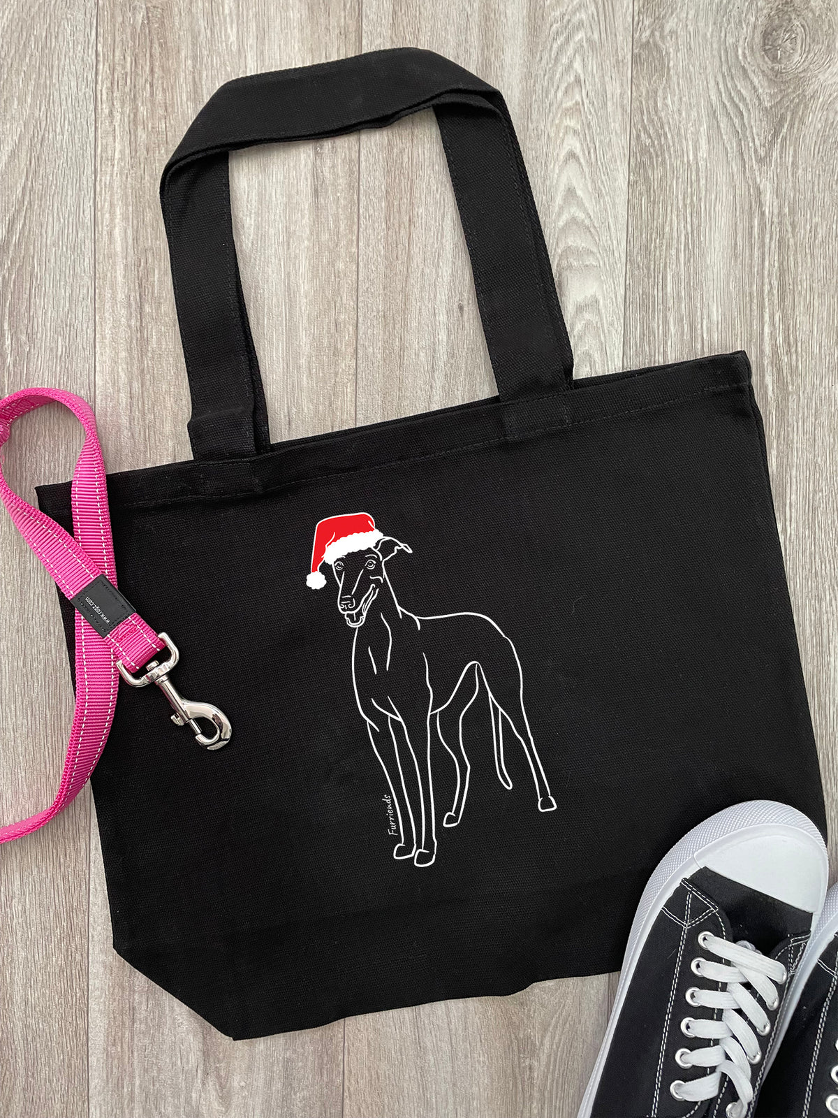 Greyhound Christmas Edition Cotton Canvas Shoulder Tote Bag