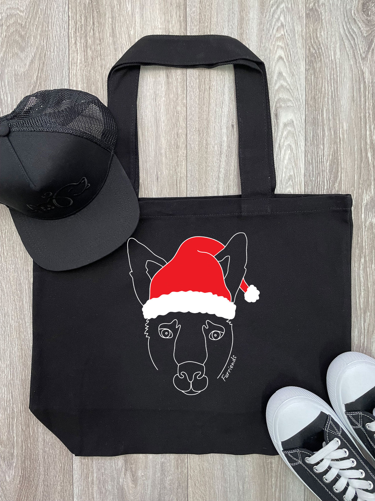 Kangaroo Christmas Edition Cotton Canvas Shoulder Tote Bag